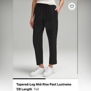 Lululemon Tapered-Leg Mid-Rise Pant Luxtreme
7/8 Length Tall size medium